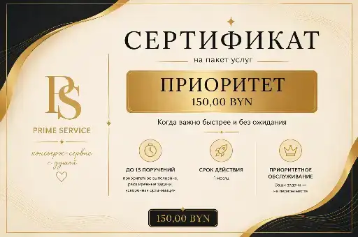 Подарочный сертификат Prime Service «Приоритет»