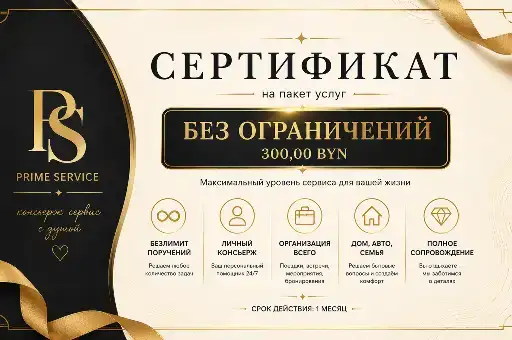 Подарочный сертификат Prime Service «Без ограничений»