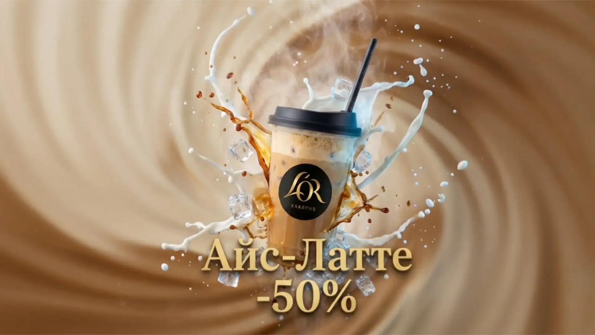 -50% на Айс-Латте всего 4,50 руб вместо 9,00 руб
